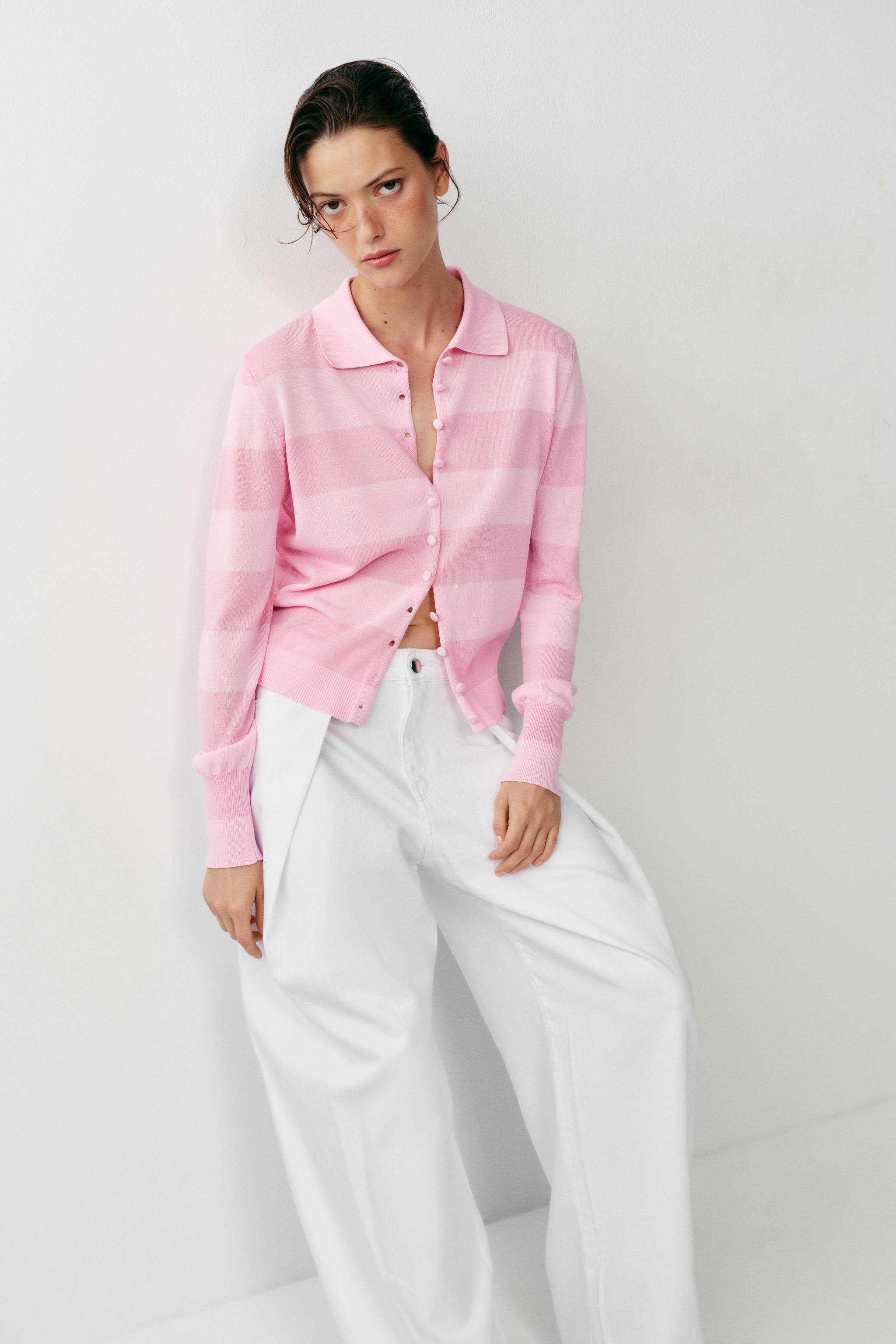 STRIPED KNIT POLO JACKET